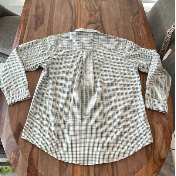 Saddlebred Mens Medium Long Sleeve Tattersall Check Button Down Shirt Blue Green - Picture 10 of 10